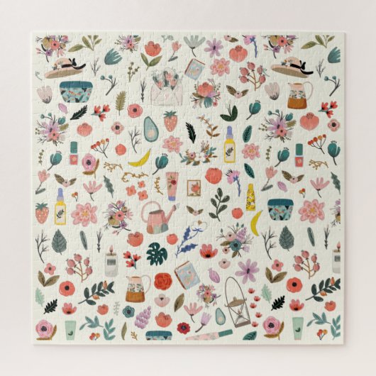 Botanische schoonheid en flesvormig Natuur Patroon Legpuzzel (Verticaal)