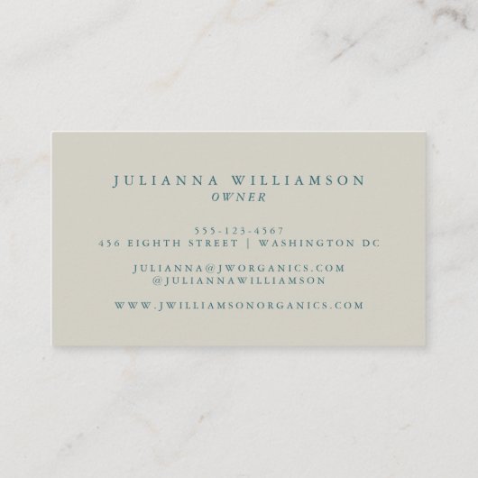 Botanische schoonheid Natuur met dank aan u Visitekaartje (Achterkant)