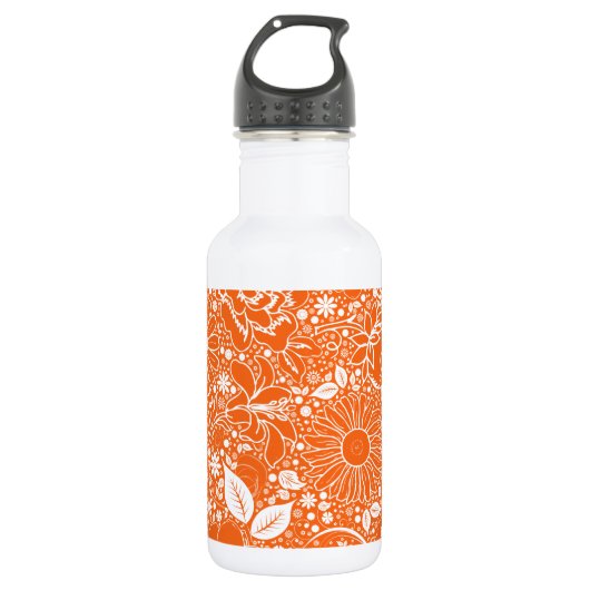 Botanische schoonheid Oranje Waterfles (Voorkant)