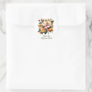 Botanische schoonheid: Sinaasappel en roze bloesem Ronde Sticker