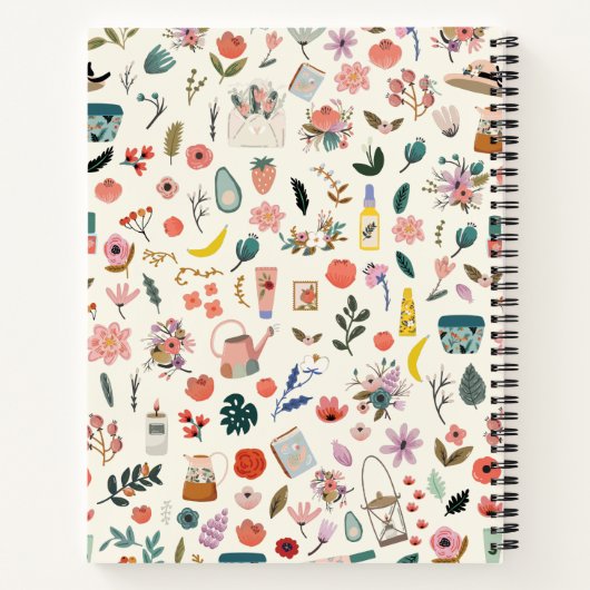 Botanische schoonheidspatroon op maat van Natuur Notitieboek (Achterkant)