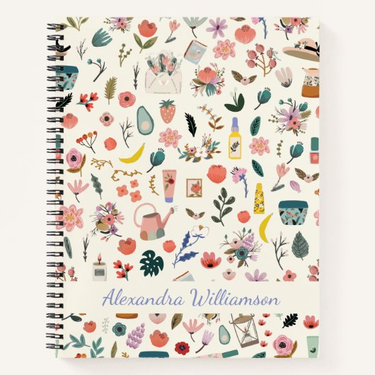 Botanische schoonheidspatroon op maat van Natuur Notitieboek (Voorkant)