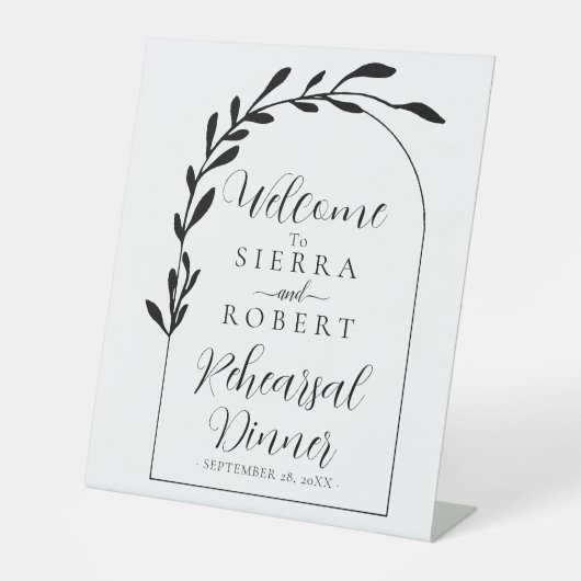 Botanische Script Minimale repetitie binnenwelkoms Reclamebord Met Voetstuk (Voorkant)