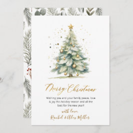 Botanische Script Tree Non Photo Christmas-Kaarten Feestdagenkaart