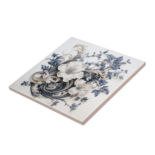 botanische scroll tegeltje (Zijkant)