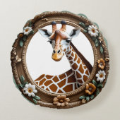 Botanische Serengeti Giraffe Rond Kussen (Voorkant)