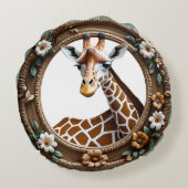 Botanische Serengeti Giraffe Rond Kussen (Achterkant)