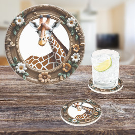 Botanische Serengeti ronde zandsteen Zandsteen Onderzetter