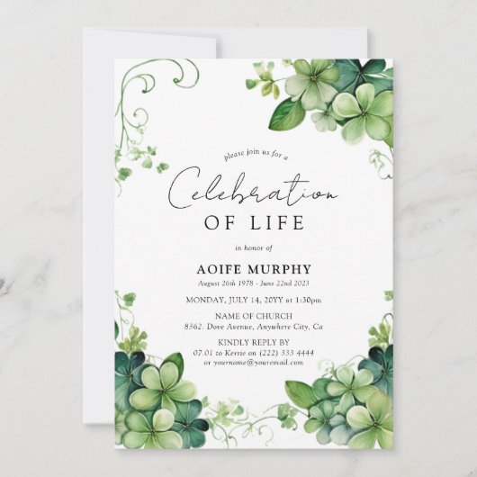 Botanische Shamrock Klaver Viering van het Leven Kaart (Voorkant)