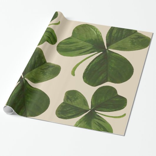 Botanische Shamrocken Foto op Aangepaste kleur Cadeaupapier (Uitgerold)