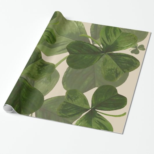 Botanische Shamrocken Foto op Custom Cream Color Cadeaupapier (Uitgerold)