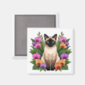 botanische siamees kat magneet (Voorkant / Achterkant)