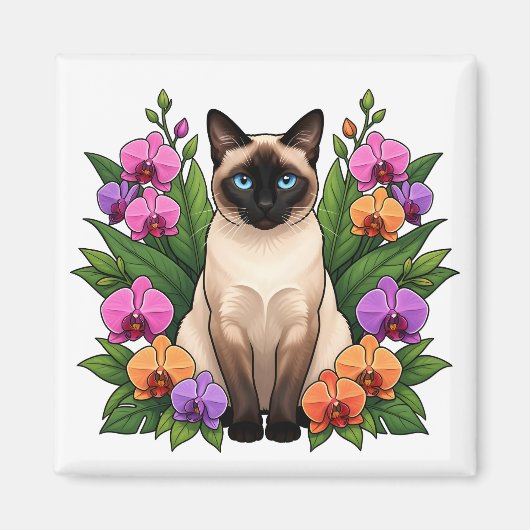 botanische siamees kat magneet (Voorkant)