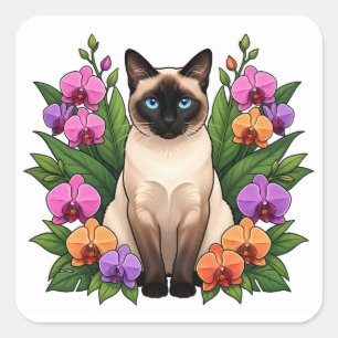 botanische Siamese kat stickers