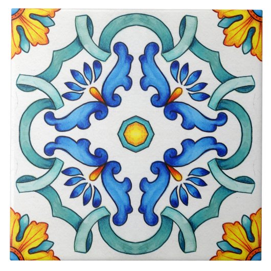 Botanische siermediterrane Middellandse Zee gevari Tegeltje (Voorkant)