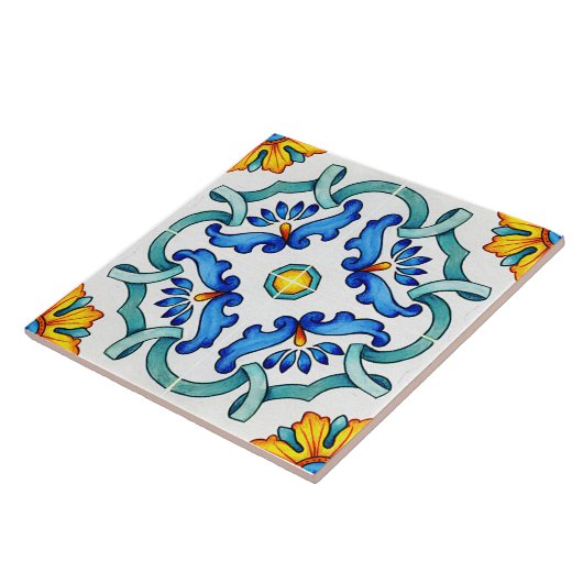 Botanische sierMiddellandse Zee Tegeltje (Zijkant)