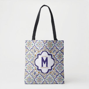 Botanische sierTegels Monogram Tote Bag