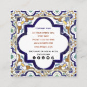  botanische siertegels sociale media vierkante visitekaartje (Achterkant)