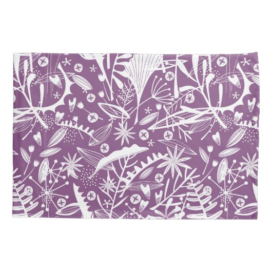 Botanische Silhouettes Paars en wit Kussensloop (Achterkant-Links)