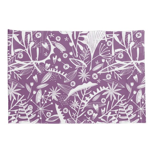 Botanische Silhouettes Paars en wit Kussensloop (Achterkant-Rechts)