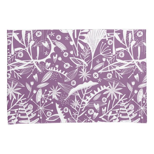 Botanische Silhouettes Paars en wit Kussensloop (Voorkant-Rechts)