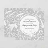 Botanische Silver Grey Pattern Engagement Party Kaart (Voorkant / Achterkant)