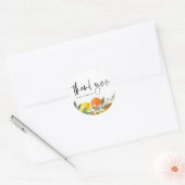 Botanische Sinaasappel en Citroen Baby Shower Dank Ronde Sticker (Envelop)