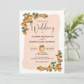 Botanische Sinaasappel Grieks-zomerbruiloft met ci Kaart (Staand voorkant)