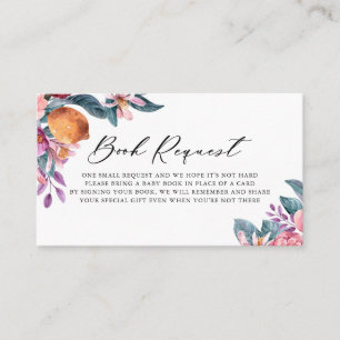 Botanische Sinaasappels Baby shower Book Request K Plaatskaartje