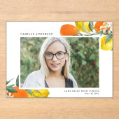 Botanische Sinaasappels en citroenen Foto Afstuder Acryl Uitnodigingen (Voorkant)