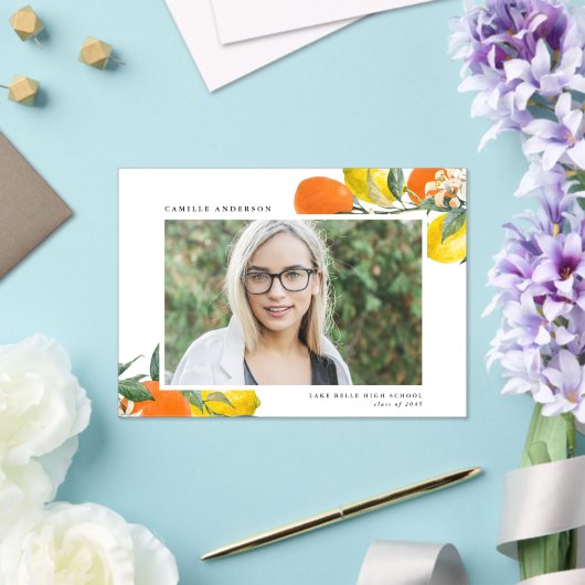 Botanische Sinaasappels en citroenen Foto Afstuder Acryl Uitnodigingen (Insitu (Huwelijk))