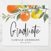 Botanische Sinaasappels en Citrus Citrus Afstudere Sparkling Wijnetiket (Enkel label)