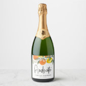 Botanische Sinaasappels en Citrus Citrus Afstudere Sparkling Wijnetiket (Voorkant)