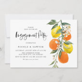 Botanische Sinaasappels en Lemons Engagement Party Kaart (Voorkant)