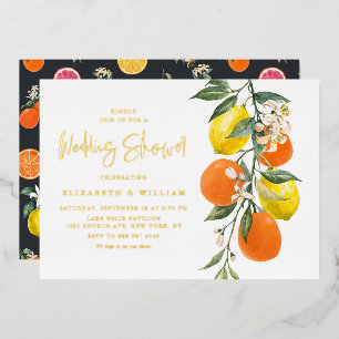 Botanische Sinaasappels en Lemons Wedding Shower Folie Uitnodiging
