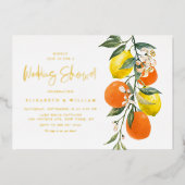 Botanische Sinaasappels en Lemons Wedding Shower Folie Uitnodiging (Voorkant)