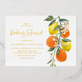 Botanische Sinaasappels en Lemons Wedding Shower Folie Uitnodiging