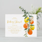 Botanische Sinaasappels en Lemons Wedding Shower Folie Uitnodiging (Staand Voorkant)
