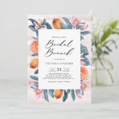 Botanische Sinaasappels en roze bloesems Bridal Br Kaart (Staand voorkant)