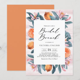 Botanische Sinaasappels en roze bloesems Bridal Br Kaart