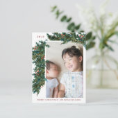 Botanische slinger met winterbessen Foto Feestdagenkaart (Staand voorkant)