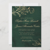 Botanische Smaragd en Gouden Elegante Trouw Kaart (Voorkant)
