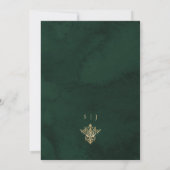 Botanische Smaragd en Gouden Elegante Trouw Kaart (Achterkant)