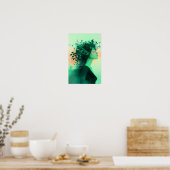 Botanische Smaragd Vrouw Print (Keuken)