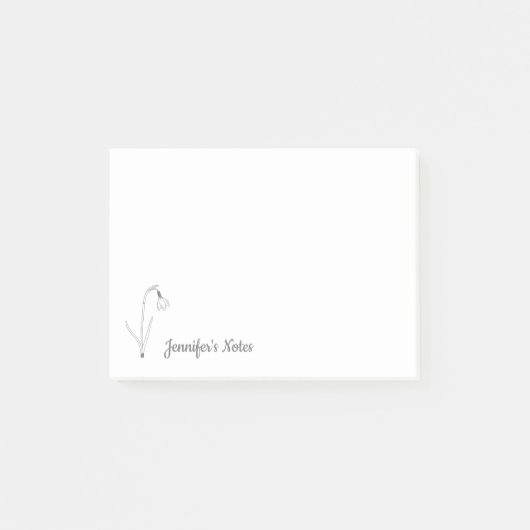 Botanische Sneeuwdruppel Line Art Bloem Post-it® Notes (Voorkant)