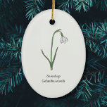 Botanische Sneeuwdruppelpastel Bloem Keramisch Ornament<br><div class="desc">Een ornament met een Botanical Snowdrop Flower illustratie in pastelkleuren en een aanpasbare tekst: perfect voor uw kerstboomdecoratie of voor een cadeau aan een liefhebber van bloemen. Het is de geboortebloem van januari en de bloem van Steenbok.</div>