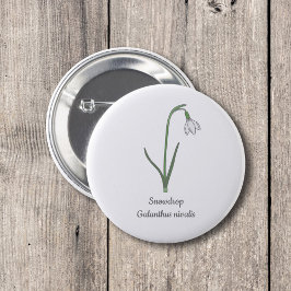 Botanische Sneeuwdruppelpastel Bloem Ronde Button 5,7 Cm