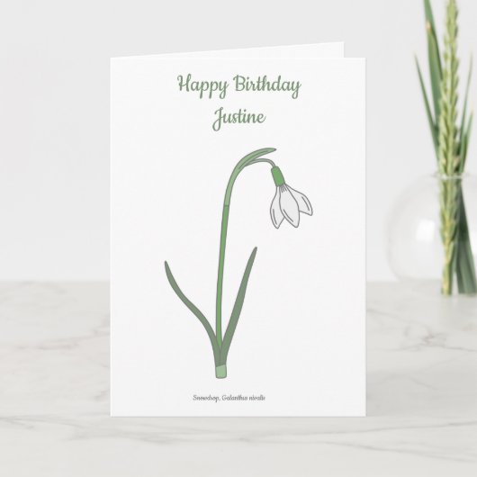 Botanische Snowdrop Pastel Flower Verjaardag Kaart (Voorkant)