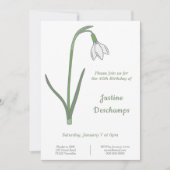 Botanische Snowdrop Verjaardag uitnodiging (Voorkant)