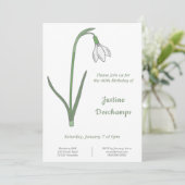 Botanische Snowdrop Verjaardag uitnodiging (Staand voorkant)